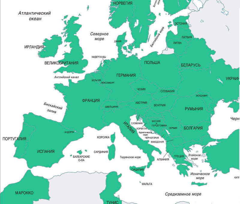 Страны, где действует Зелёная карта