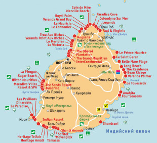 Остров Маврикий на карте
