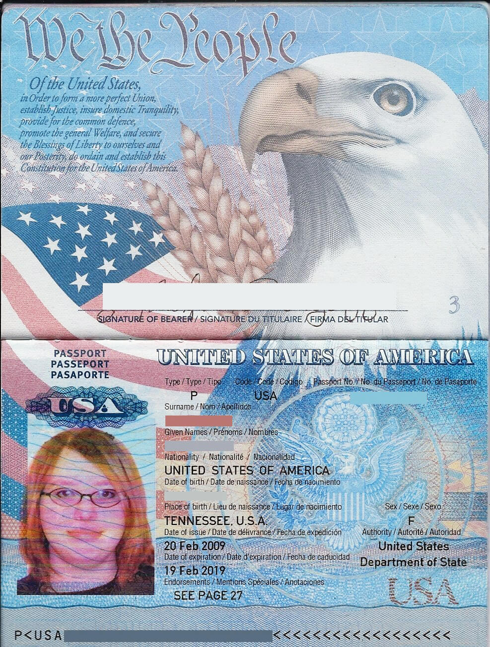 Кактвыглядит паспорт США