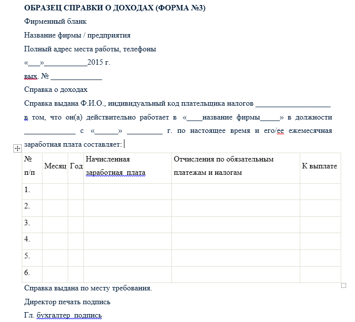 Справка о доходах по договору гпх образец